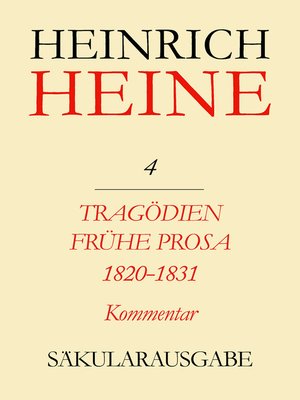 cover image of Tragödien. Frühe Prosa 1820-1831. Kommentar